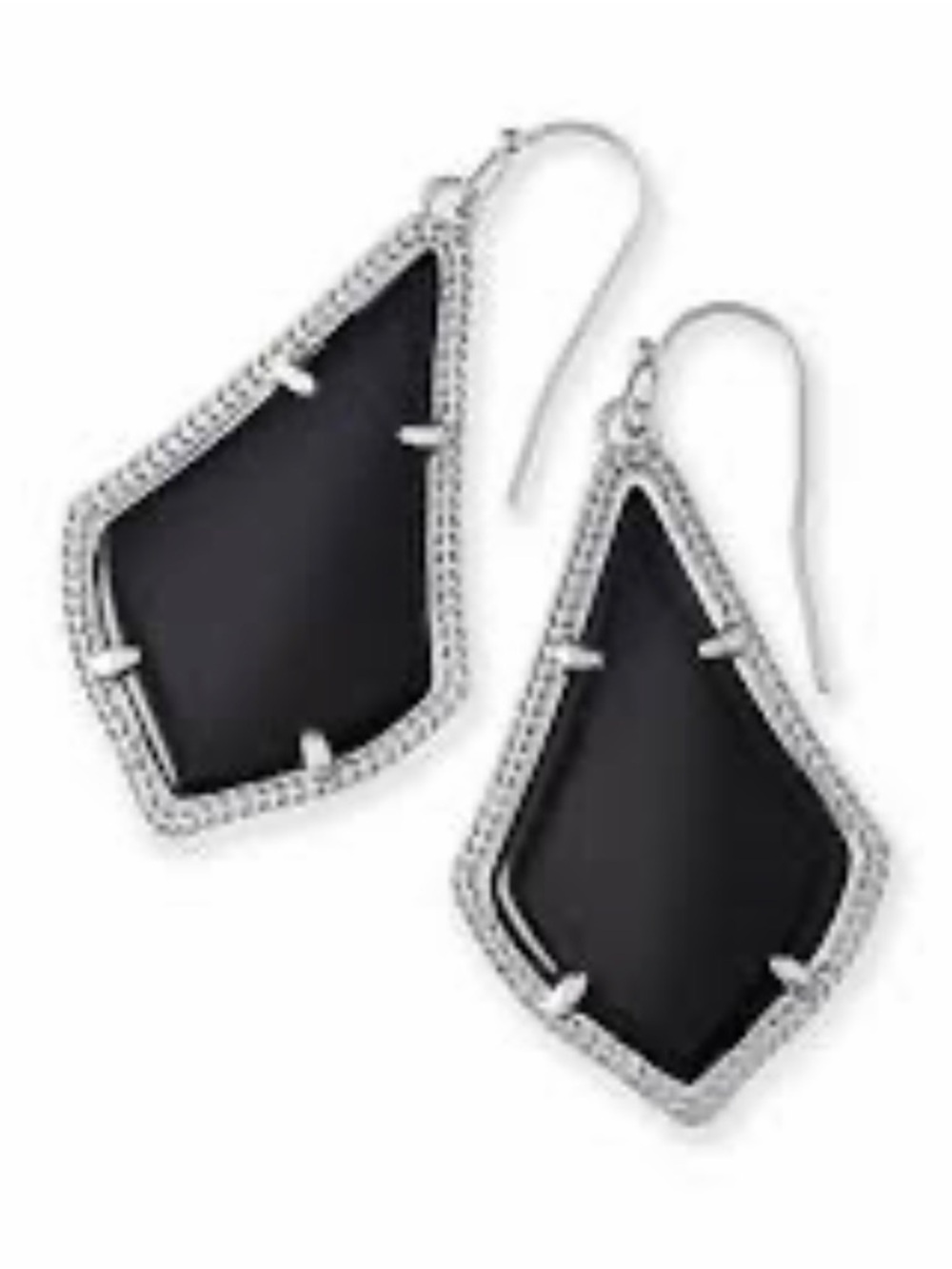 NWOT Kendra Scott Alex Drop Earrings Onyx Silver Tone